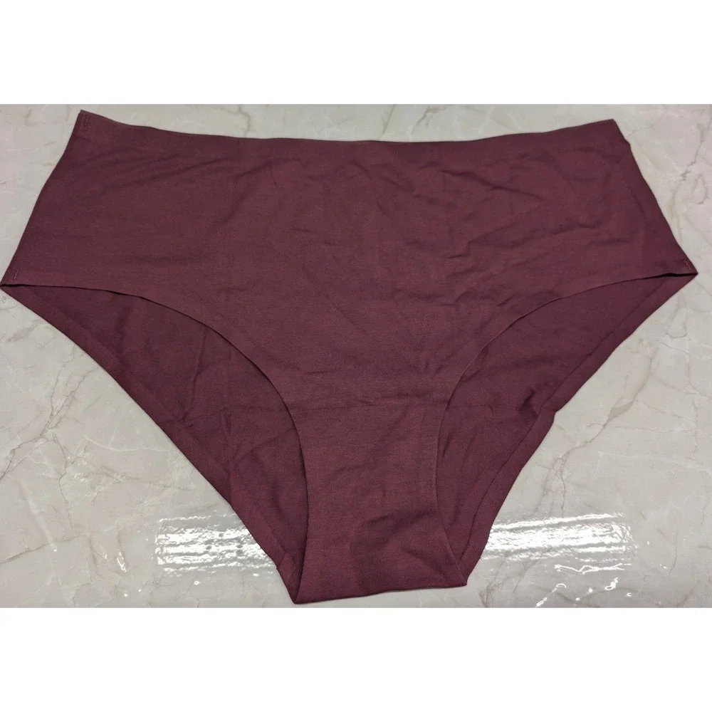 New Cotton Blend Panties Womens PLus Size XL Maroon Seamless‎ Edge Underwear